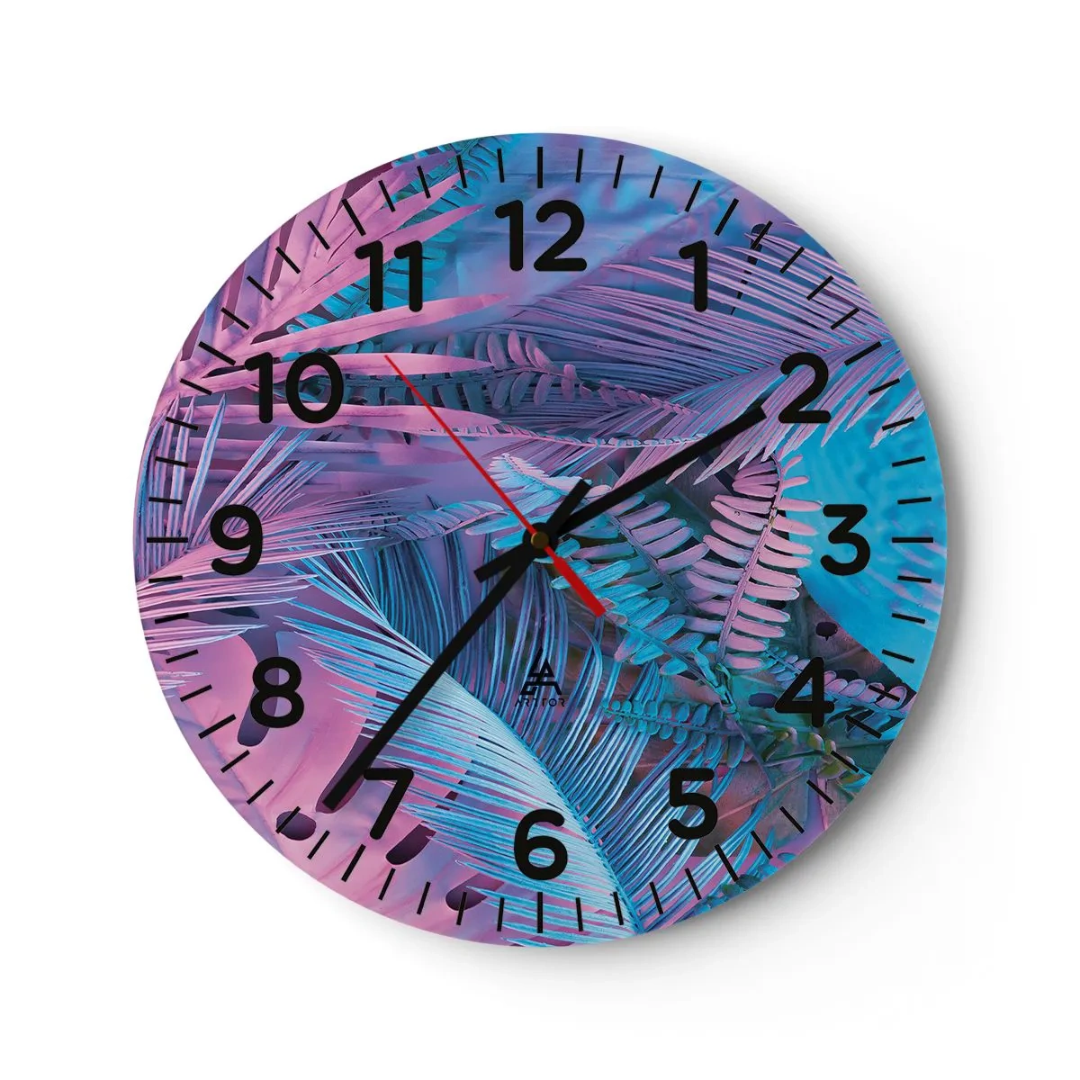 Relógio de parede - Relógio em vidro - Trópicos em rosa e azul - 30x30 cm