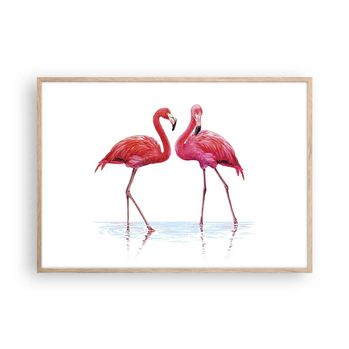 Pôster com moldura de carvalho claro - Rosa randez-vous - 100x70 cm