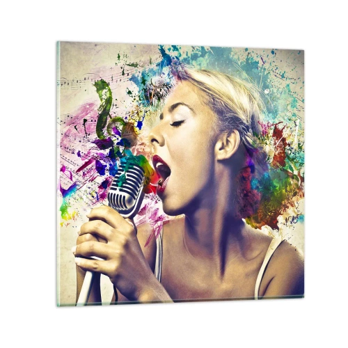 Quadro em vidro - Pintar o mundo com a voz - 70x70 cm