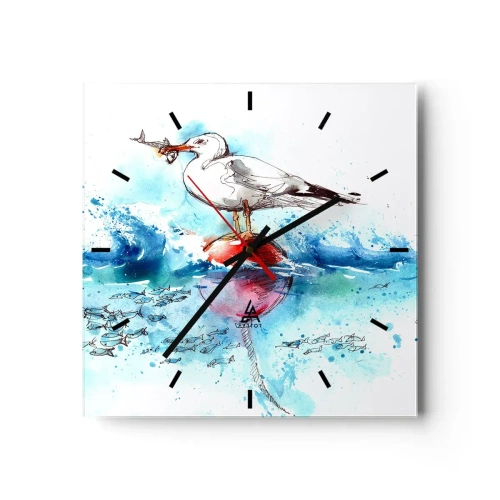 Relógio de parede - Relógio em vidro - Pesca bem sucedida - 40x40 cm