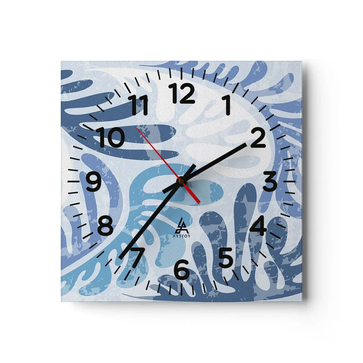Relógio de parede - Relógio em vidro - Samambaias azuis - 40x40 cm