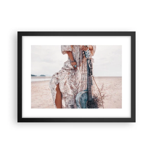 Pôster com moldura preta - Flores a caminho - 40x30 cm