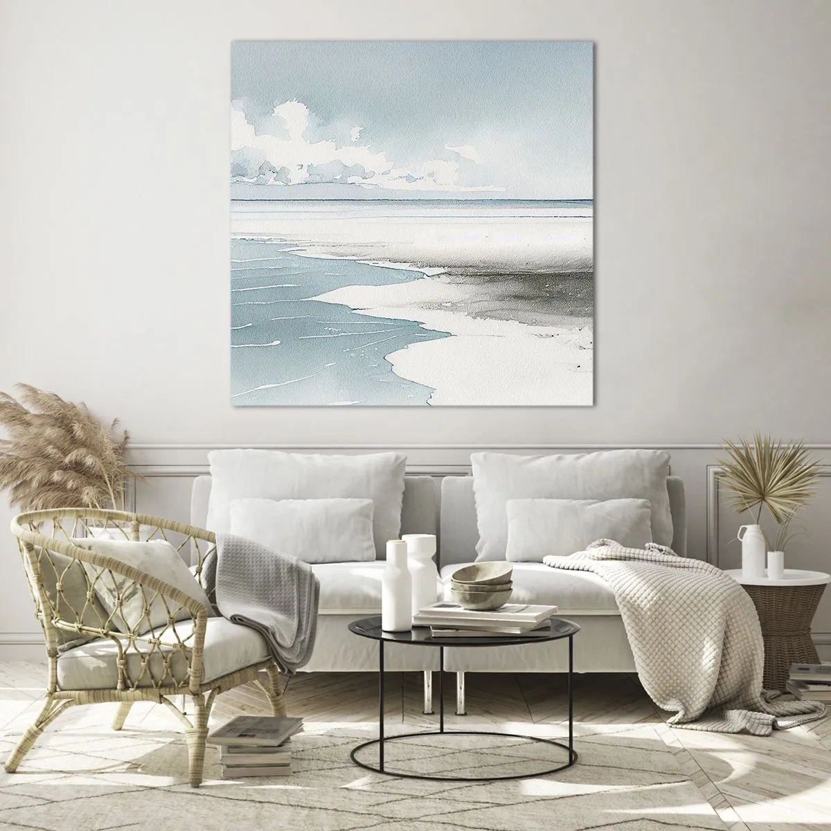 Quadro em vidro - Maré suave - 60x60 cm