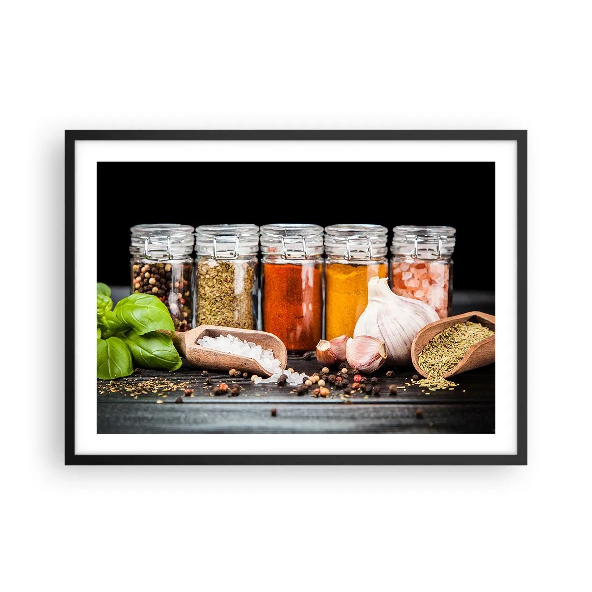 Pôster com moldura preta - Para que a vida tenha um sabor - 70x50 cm