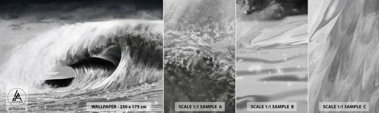 Amostra de papel de parede Premium Canvas - A ira do oceano - Mar, oceano, Onda alta - 100x30 cm