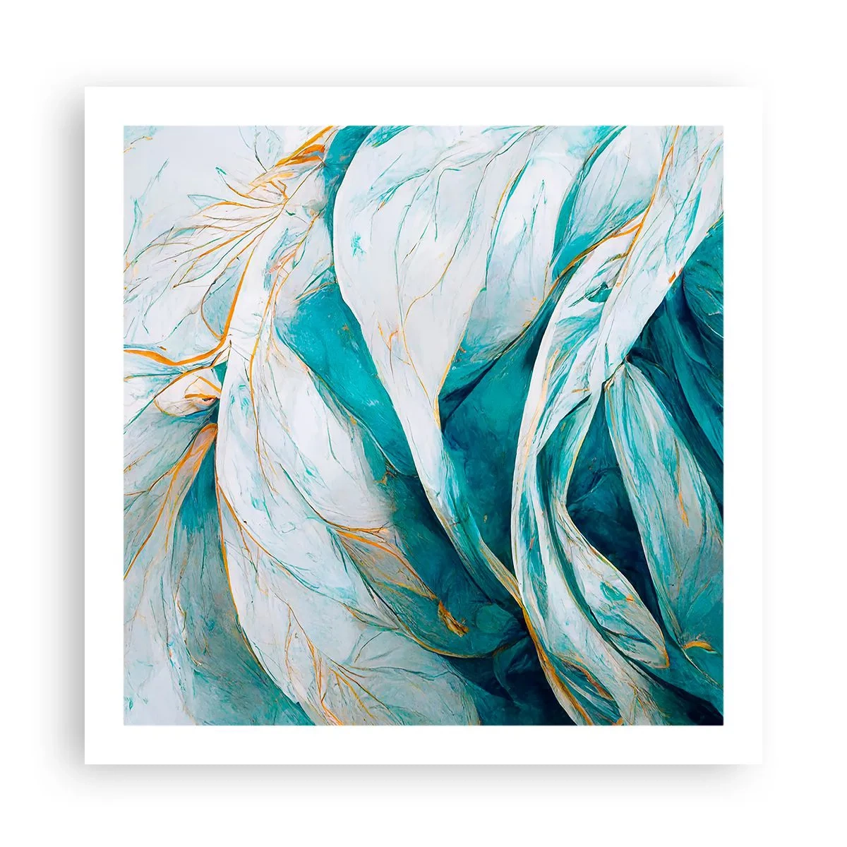 Pôster - Abstração azul com lema dourado - 60x60 cm