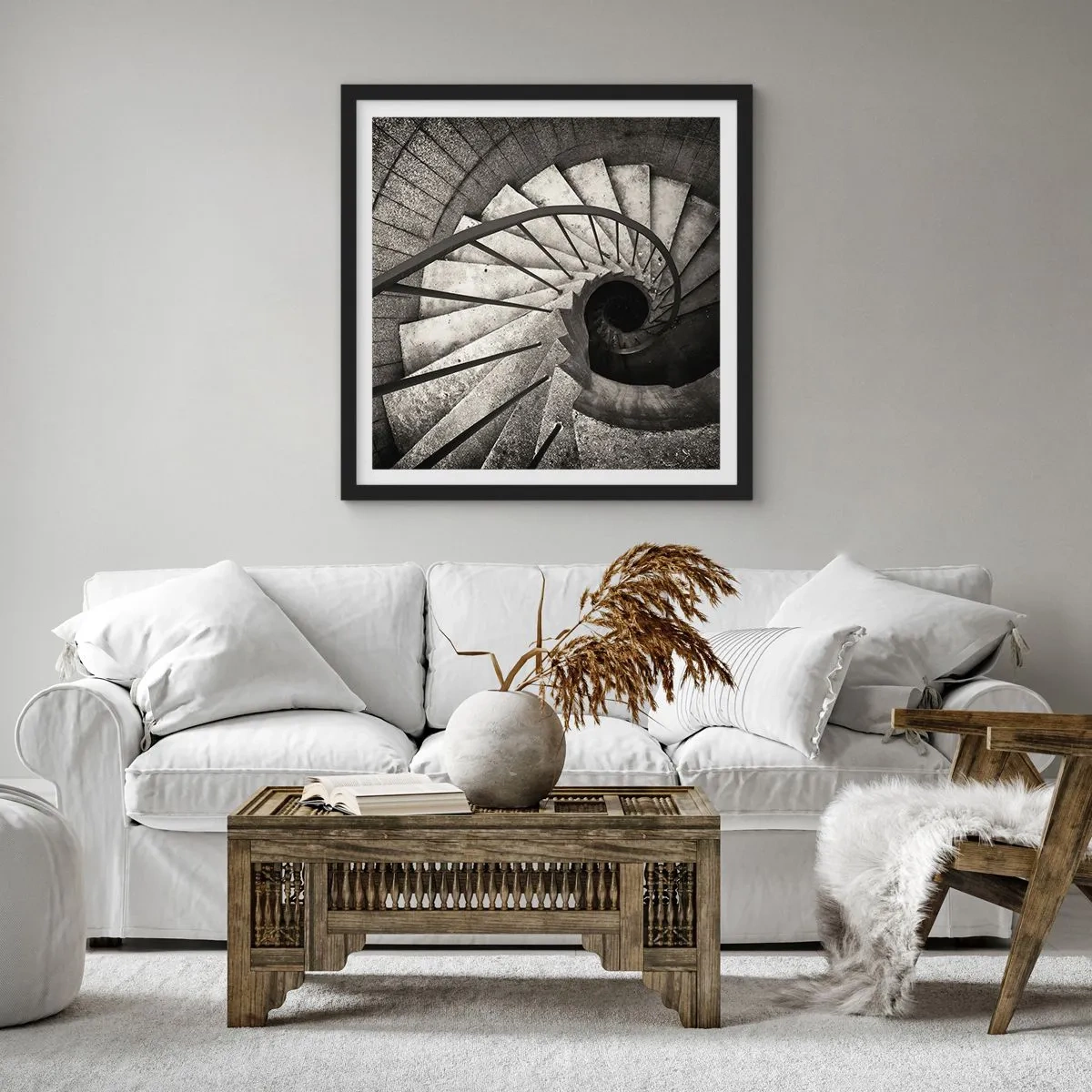 Pôster com moldura preta - Suba as escadas, desça as escadas - 60x60 cm