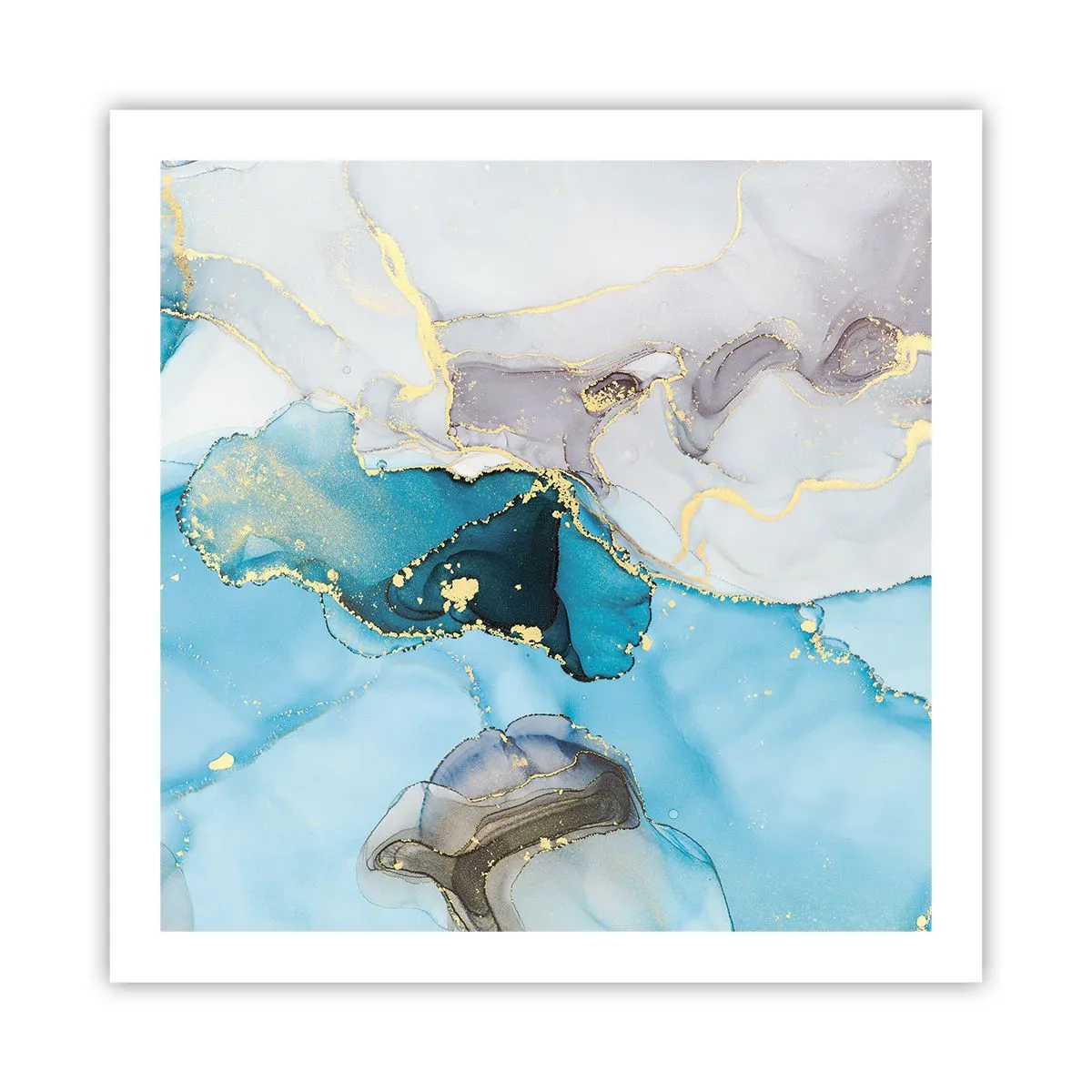 Pôster - Estudo do encontro do cinza e turquesa - 60x60 cm