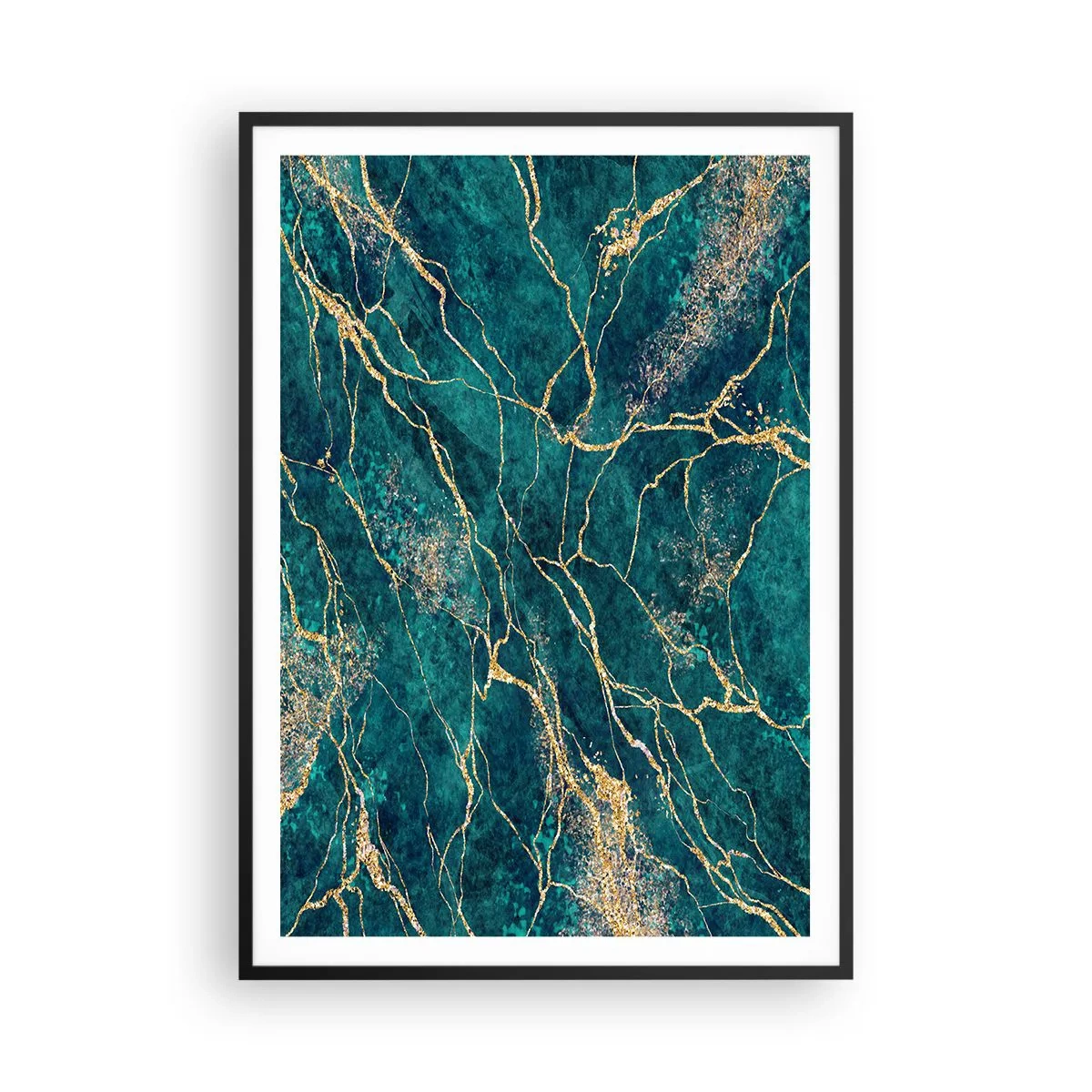 Pôster com moldura preta - Veia dourada - 70x100 cm