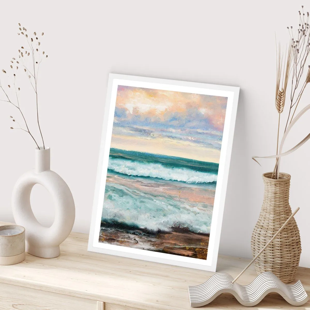 Pôster em moldura branca - Aqui suavizas a alma - 61x91 cm