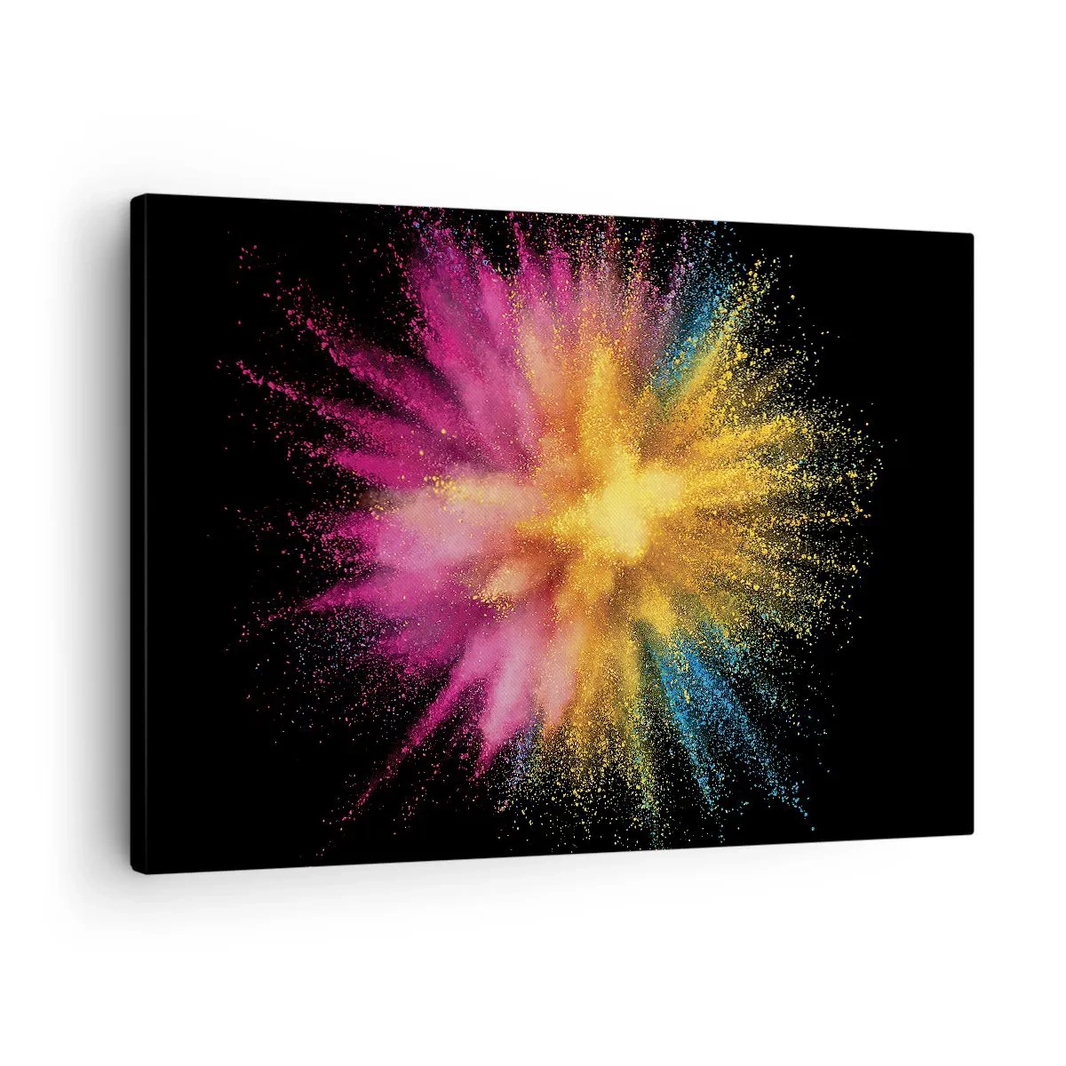 Quadro em tela - Explosão de pó colorido em um fundo preto - 70x50cm - O nascimento das cores - Decoração de parede moderna para a sala de estar e quarto ARTTOR
