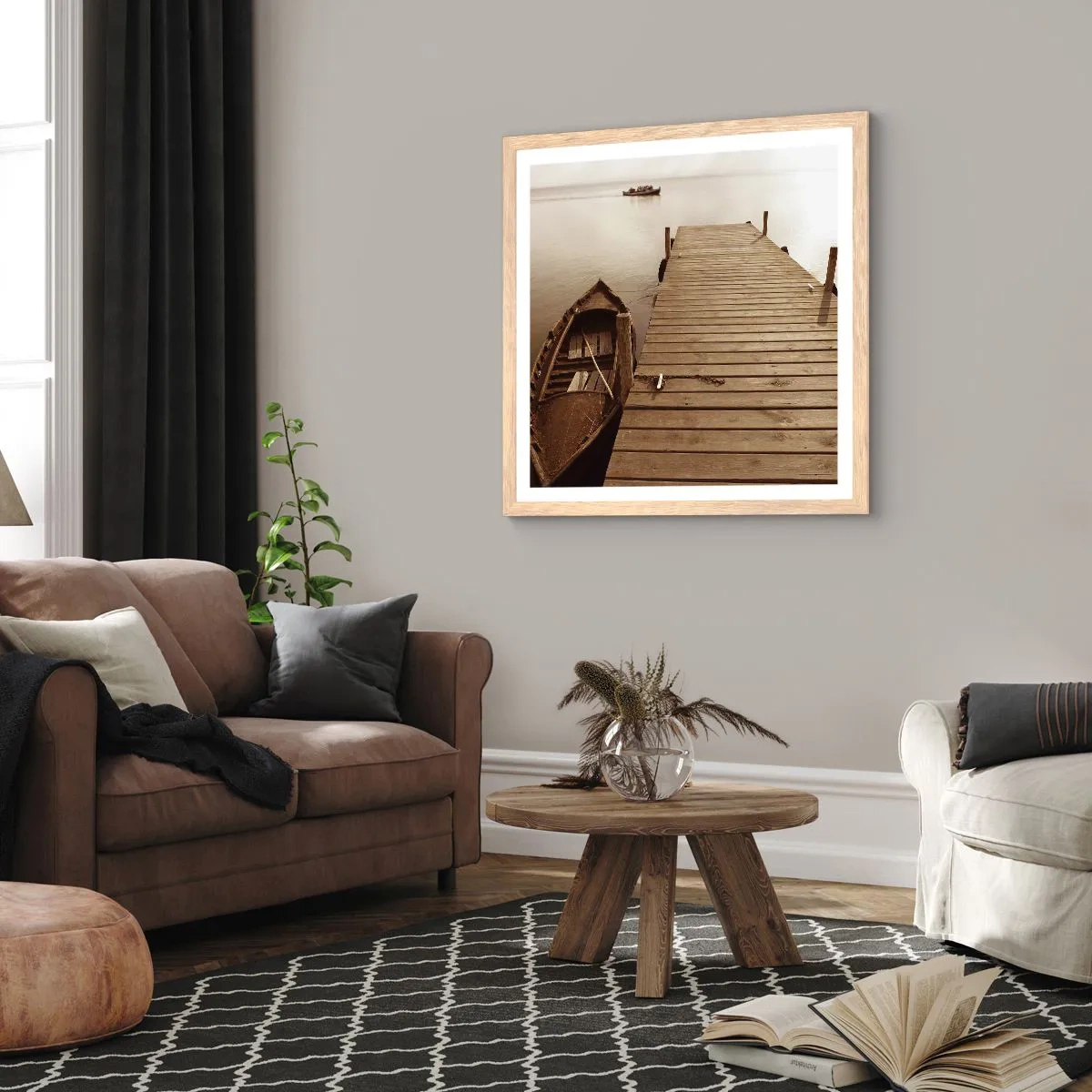 Pôster com moldura de carvalho claro - Paz de espírito - 40x40 cm