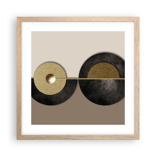Pôster com moldura de carvalho claro - Variações ao redor do círculo - 40x40 cm