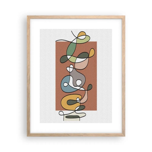 Pôster com moldura de carvalho claro - Abstração: dança colorida - 40x50 cm