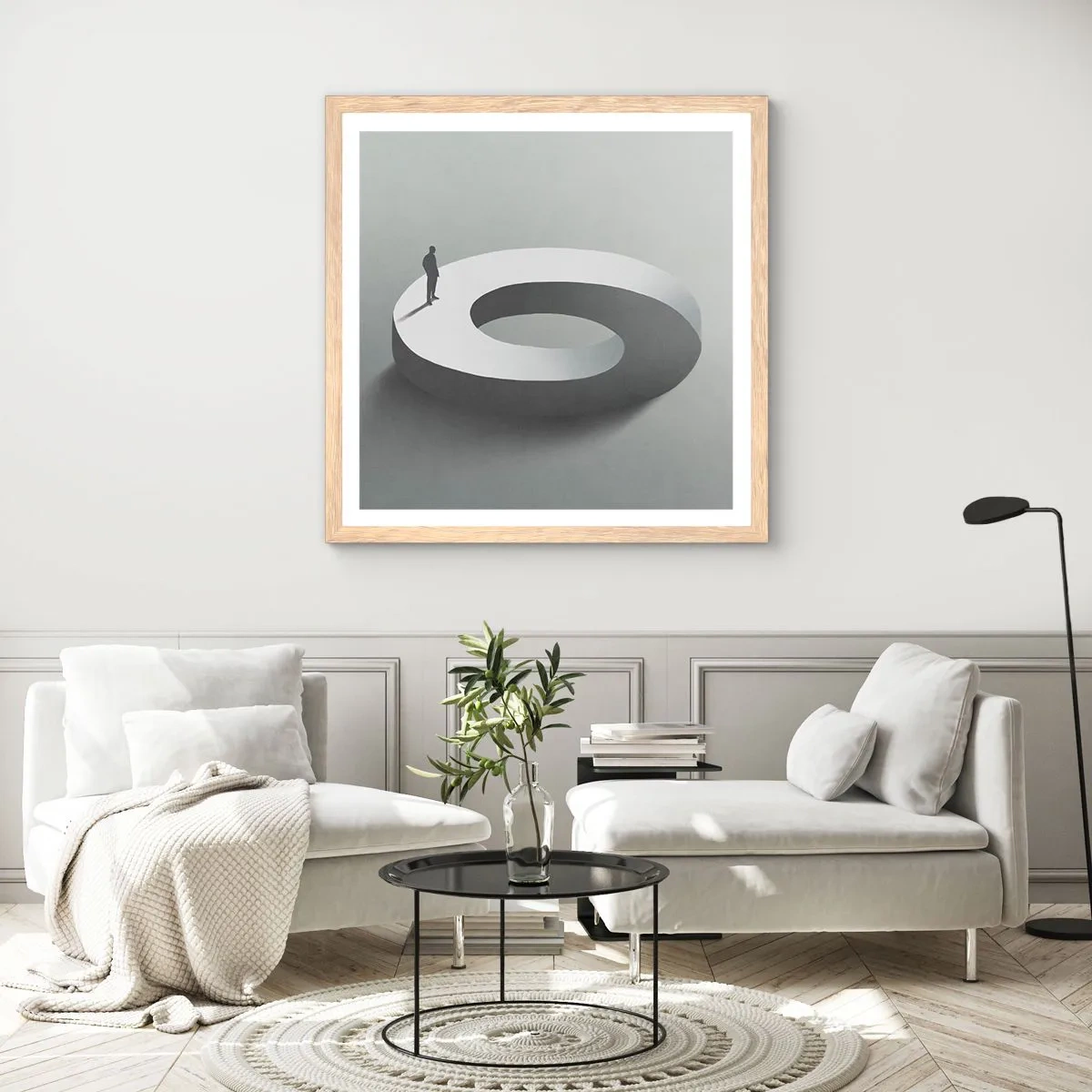 Pôster com moldura de carvalho claro - Seja inteligente - 60x60 cm