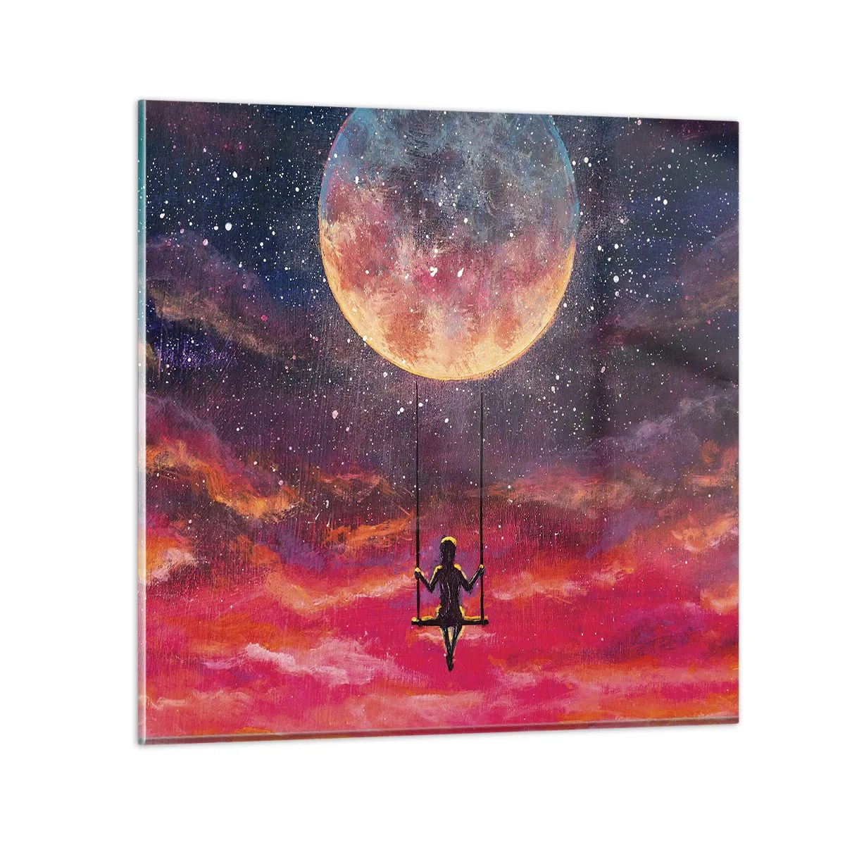 Quadro em vidro - Balanço nas nuvens - 70x70 cm