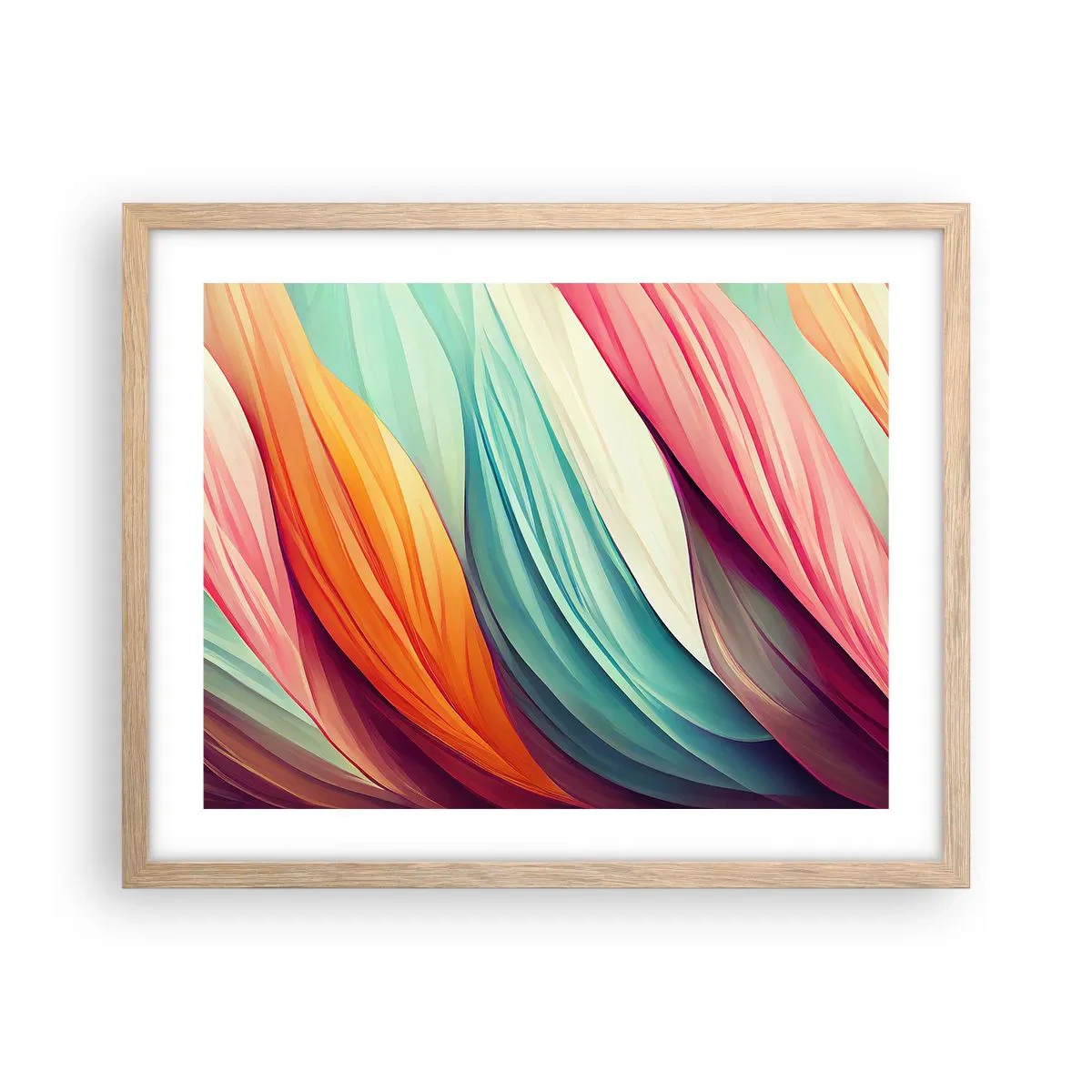 Pôster com moldura de carvalho claro - Tecido arco-íris - 50x40 cm