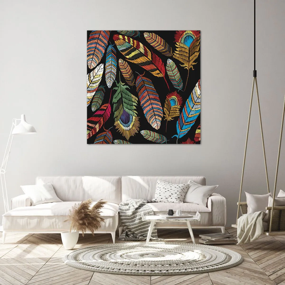 Quadro em tela - O carnaval dos pássaros - 60x60 cm