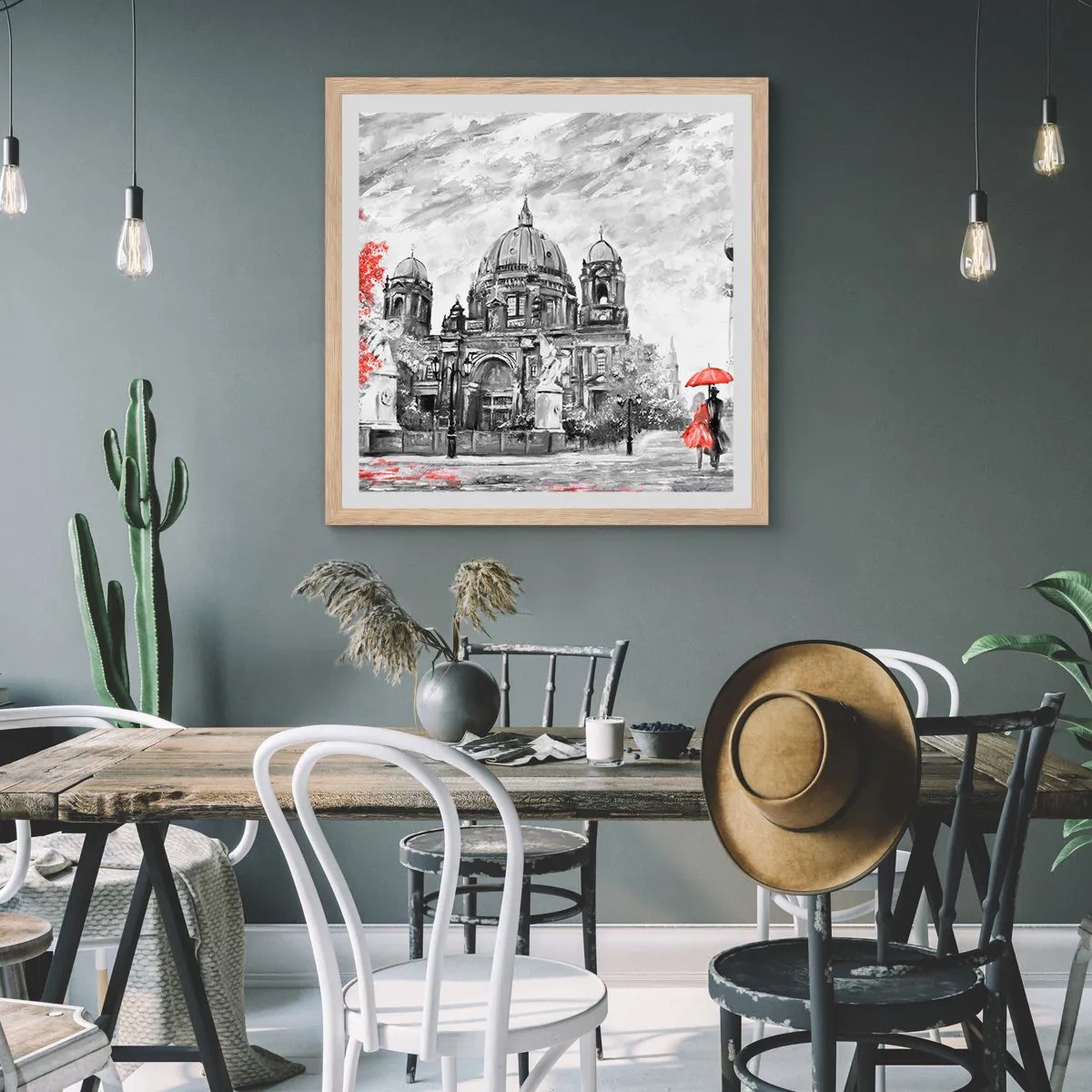 Pôster com moldura de carvalho claro - Reunião em Berlim - 60x60 cm