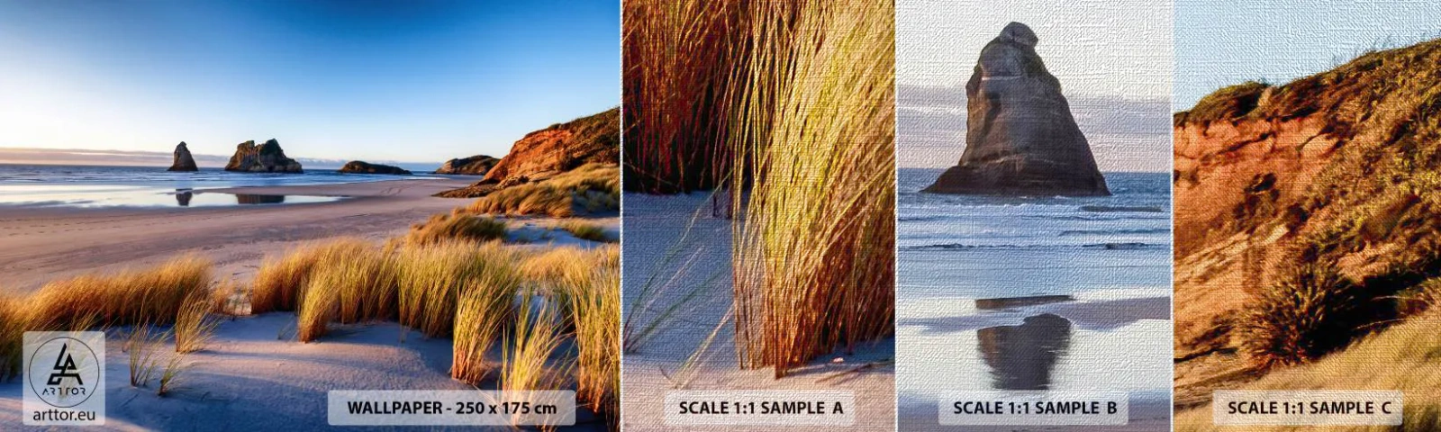 Amostra de papel de parede Premium Canvas - Para quem busca a paz - Dunas, Praia, Natureza - 100x30 cm