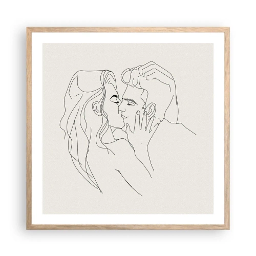 Pôster com moldura de carvalho claro - Emaranhados pelo sentimento - 60x60 cm