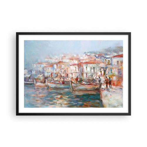 Pôster com moldura preta - Férias em pastel - 70x50 cm