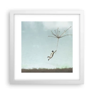 Pôster em moldura branca - Papagaios, balões, vento - 30x30 cm
