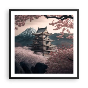Pôster com moldura preta - A terra da flor de cerejeira - 60x60 cm