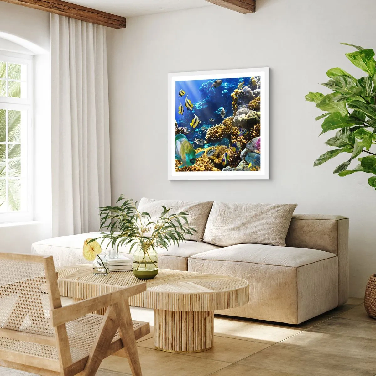 Pôster em moldura branca - Tráfego intenso no percurso de férias - 50x50 cm