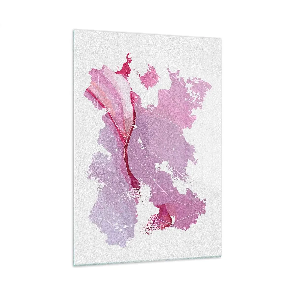 Quadro em vidro - Mapa do mundo rosa - 50x70 cm