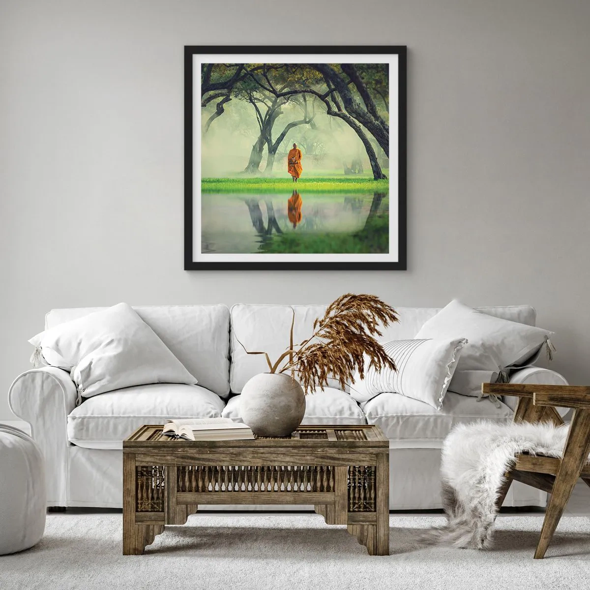 Pôster com moldura preta - A caminho da iluminação - 60x60 cm