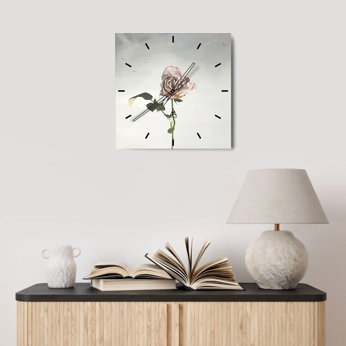 Relógio de parede - Relógio em vidro - Boas-vindas da primavera  - 30x30 cm