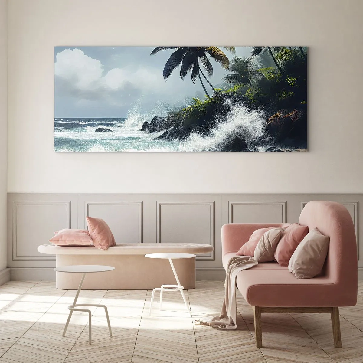 Quadro em vidro - Em uma costa tropical - 160x50 cm