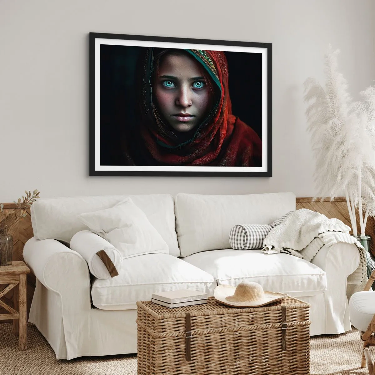 Pôster com moldura preta - Princesa oriental - 70x50 cm