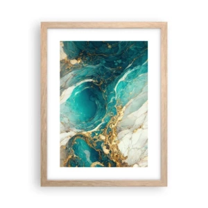 Pôster com moldura de carvalho claro - Composição com veios d'ouro - 30x40 cm