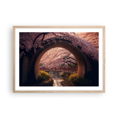 Pôster com moldura de carvalho claro - Primavera japonesa - 70x50 cm