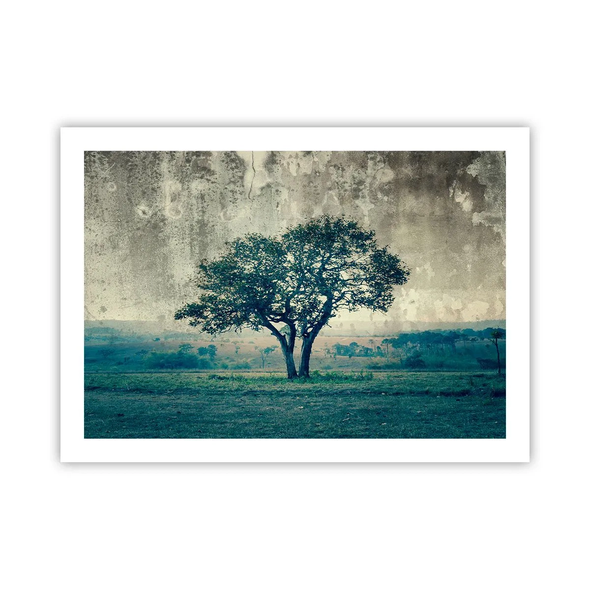 Pôster - Uma macieira num prado azul? - 70x50 cm