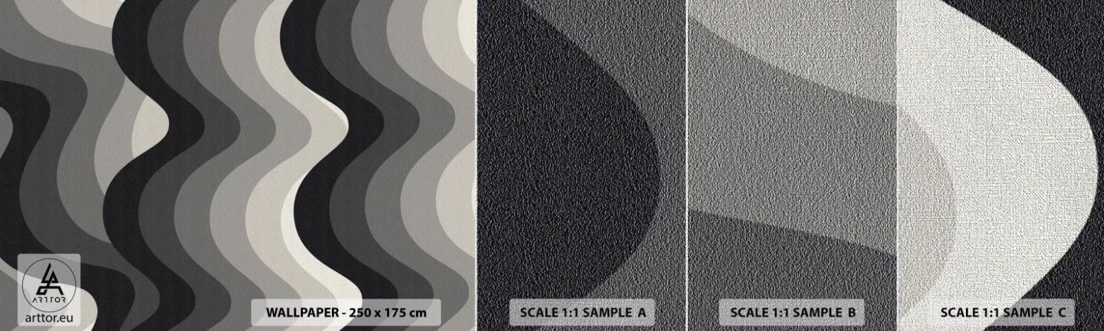 Amostra de papel de parede Premium Canvas - Onda após onda - Linhas, Ondas, Abstração - 100x30 cm