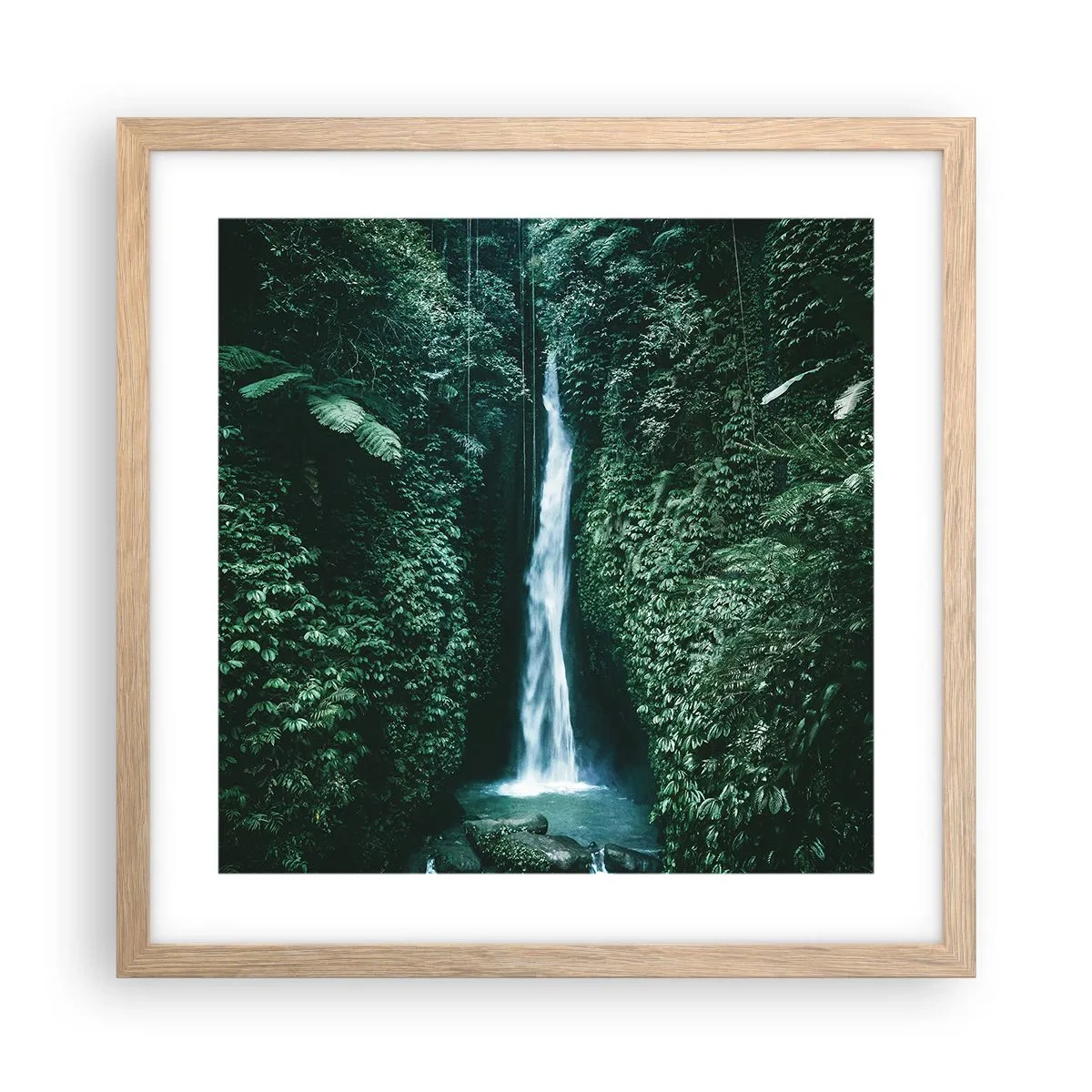 Pôster com moldura de carvalho claro - Primavera tropical - 40x40 cm