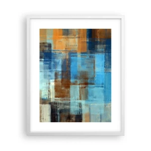 Pôster em moldura branca - Através da cortina azul - 40x50 cm