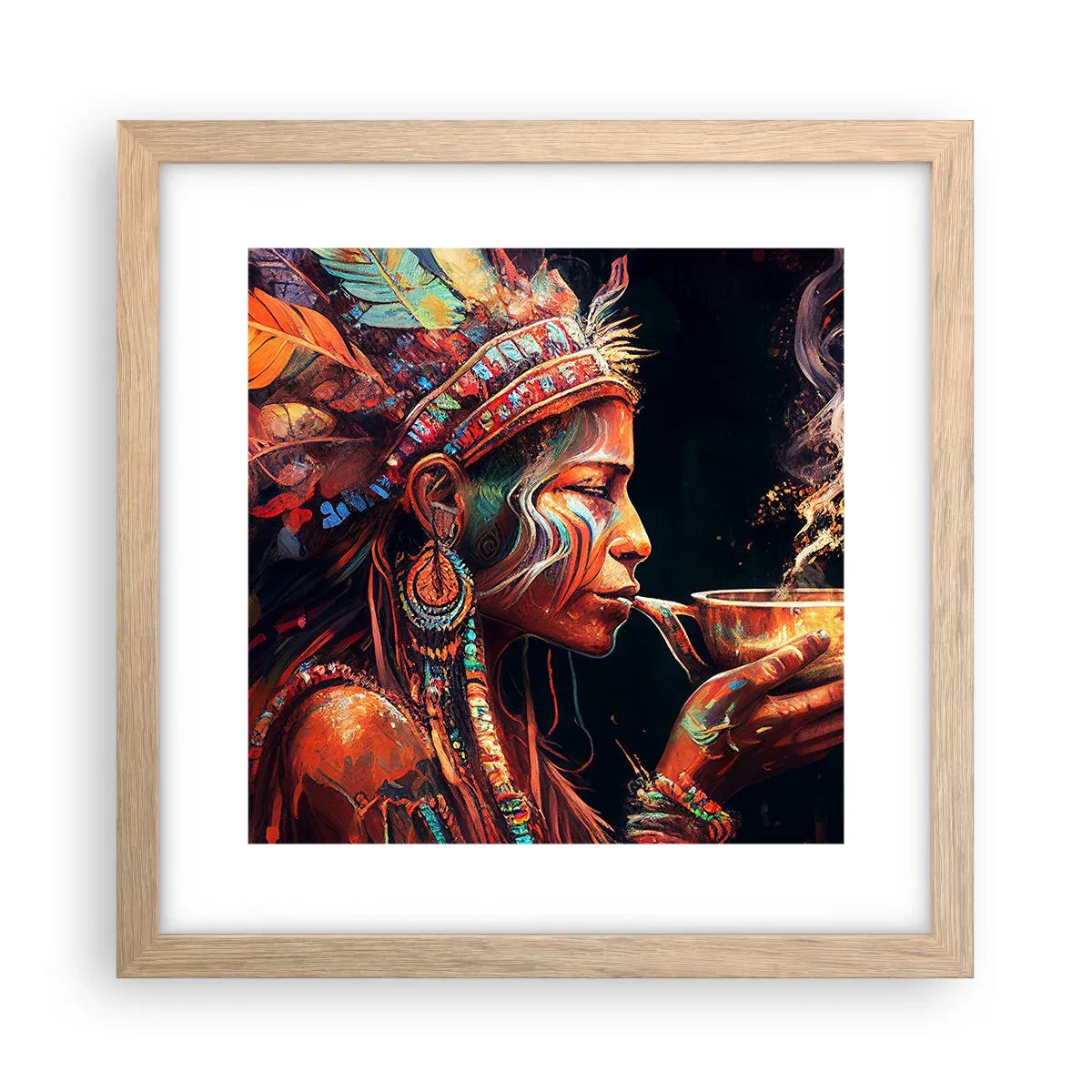 Pôster com moldura de carvalho claro - Ritual mágico - 30x30 cm