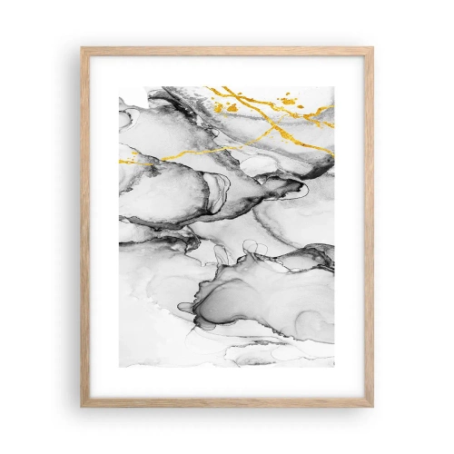 Pôster com moldura de carvalho claro - Composição dourada - 40x50 cm