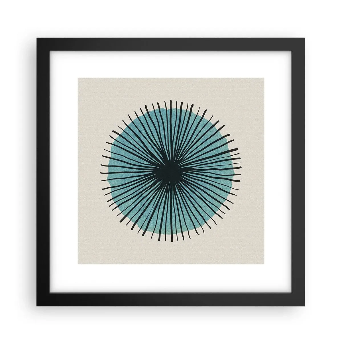 Pôster com moldura preta - Radiante sobre o azul - 30x30 cm