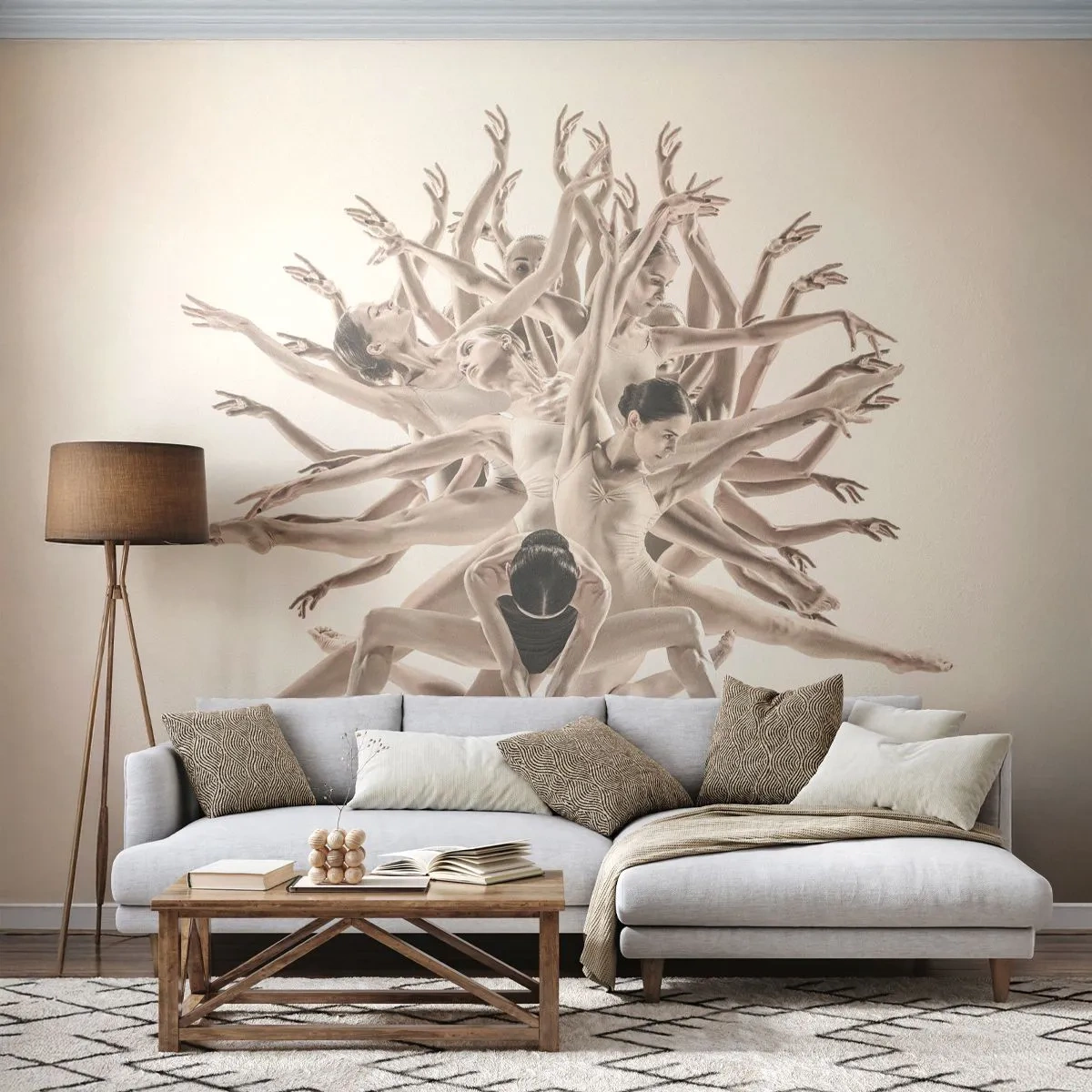 Papel de Parede Premium Sand - Florescendo na dança - Abstração, Pedaço, Balé - 350x256 cm