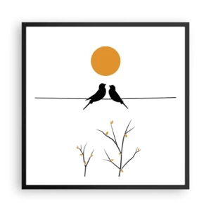 Pôster com moldura preta - A noite dos rouxinóis - 60x60 cm