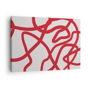 Quadro em tela - Linhas abstratas vermelhas em um fundo branco - 70x50cm - Vermelho em branco - Decoração de parede moderna para a sala de estar e quarto ARTTOR