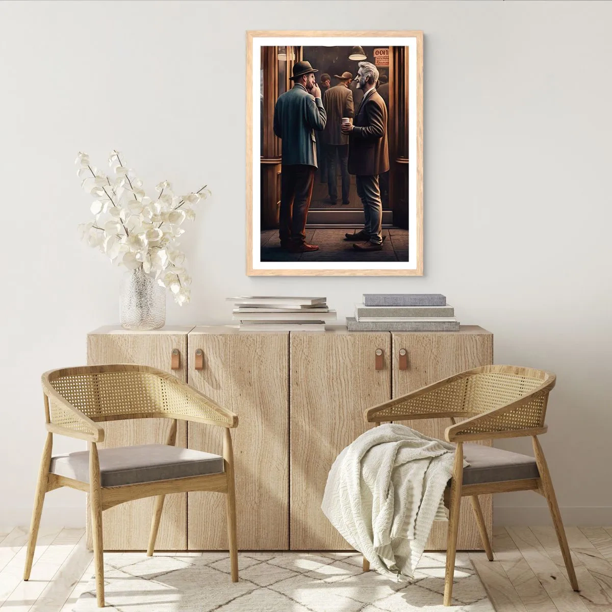 Pôster com moldura de carvalho claro - Boa hora do dia - 70x100 cm