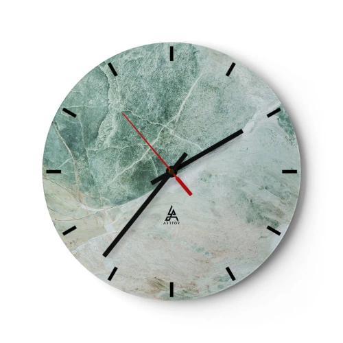 Relógio de parede - Relógio em vidro - Padrão de mármore verde em um tom frio - 30x30cm - A nobre frieza da pedra - Decoração de parede moderna para a sala de estar, cozinha e quarto ARTTOR