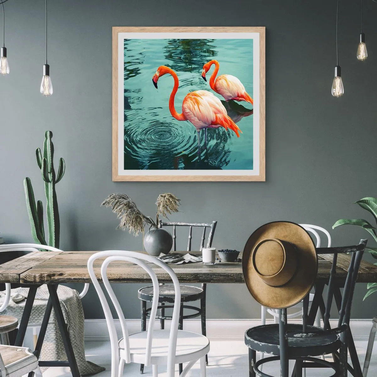 Pôster com moldura de carvalho claro - Estamos na moda agora - 60x60 cm