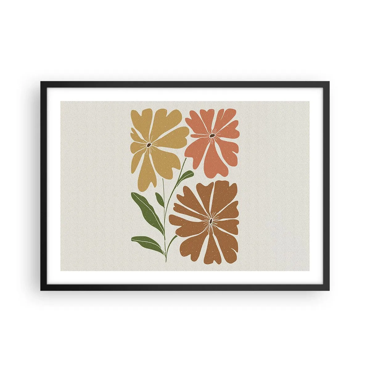 Pôster com moldura preta - Natureza e geometria - 70x50 cm